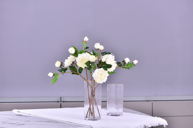 Lanjin wholesale artificial flowers 3-head roses, wedding and home silk flowers, high-end decorative artificial flowers, hand-held roses, multi-head roses pic 27