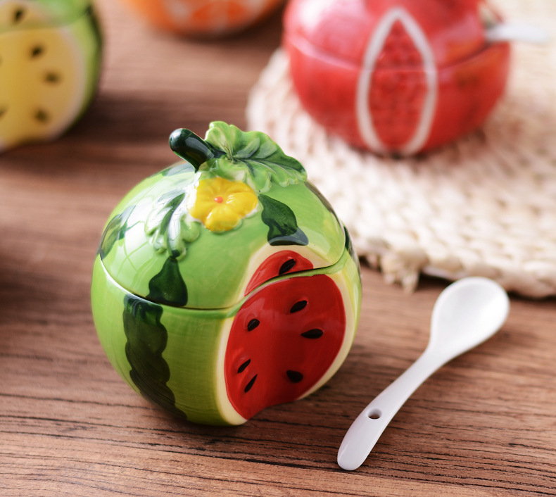 Creative Japanese kitchenware, orange ceramic seasoning bottles and jars, seasoning jars, seasoning boxes, spice jars, salt jars pic 48