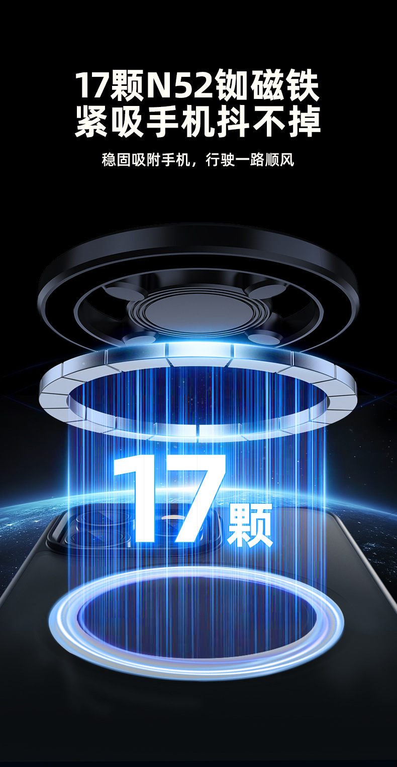 2025车载手机支架新款magsafe车载导航手机支架强磁吸金属出风口详情2