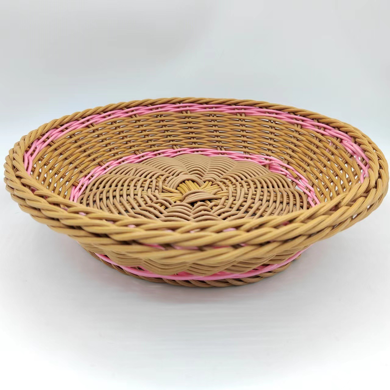 Hongsheng simulation process circular storage wicker basket dust-proof storage basket pic 3