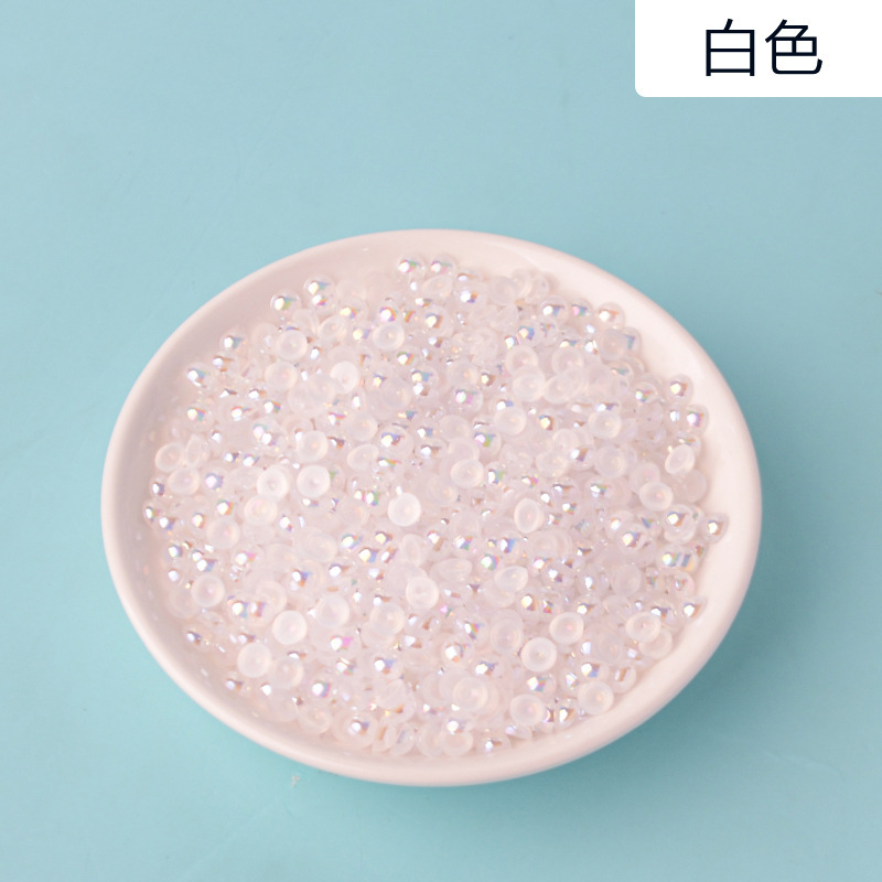 AB semi-circular pearl acrylic transparent AB color semi-circular imitation pearl diy nail art AB accessory flat-bottomed pearl pic 4
