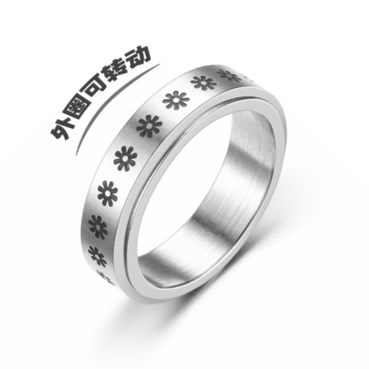 Cross-border Amazon bestseller titanium steel rotating ring, star and moon stress-relieving and anti-anxiety ring, European and American accessories/Chinese trend products pic 20