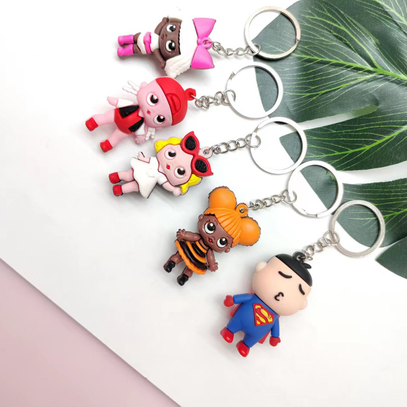 厂家直销可爱卡通立体公仔造型PVC钥匙扣软胶挂件详情8
