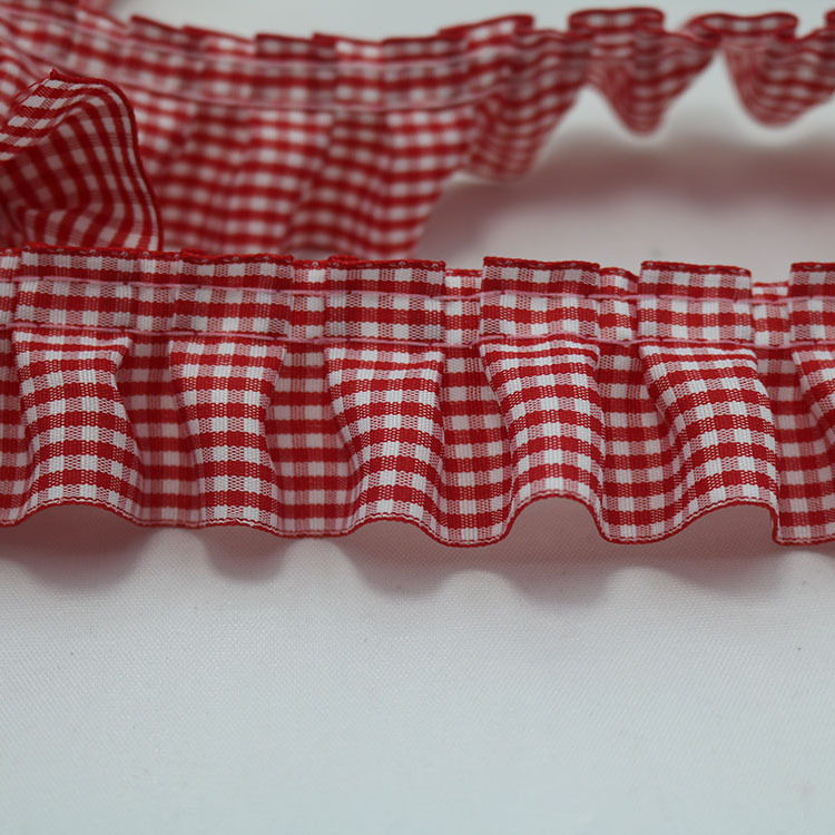 In stock: 4cm checkered clothes with crinkled lace, bedding, DIY handmade clothing, handicrafts, handmade flower baskets pic 11