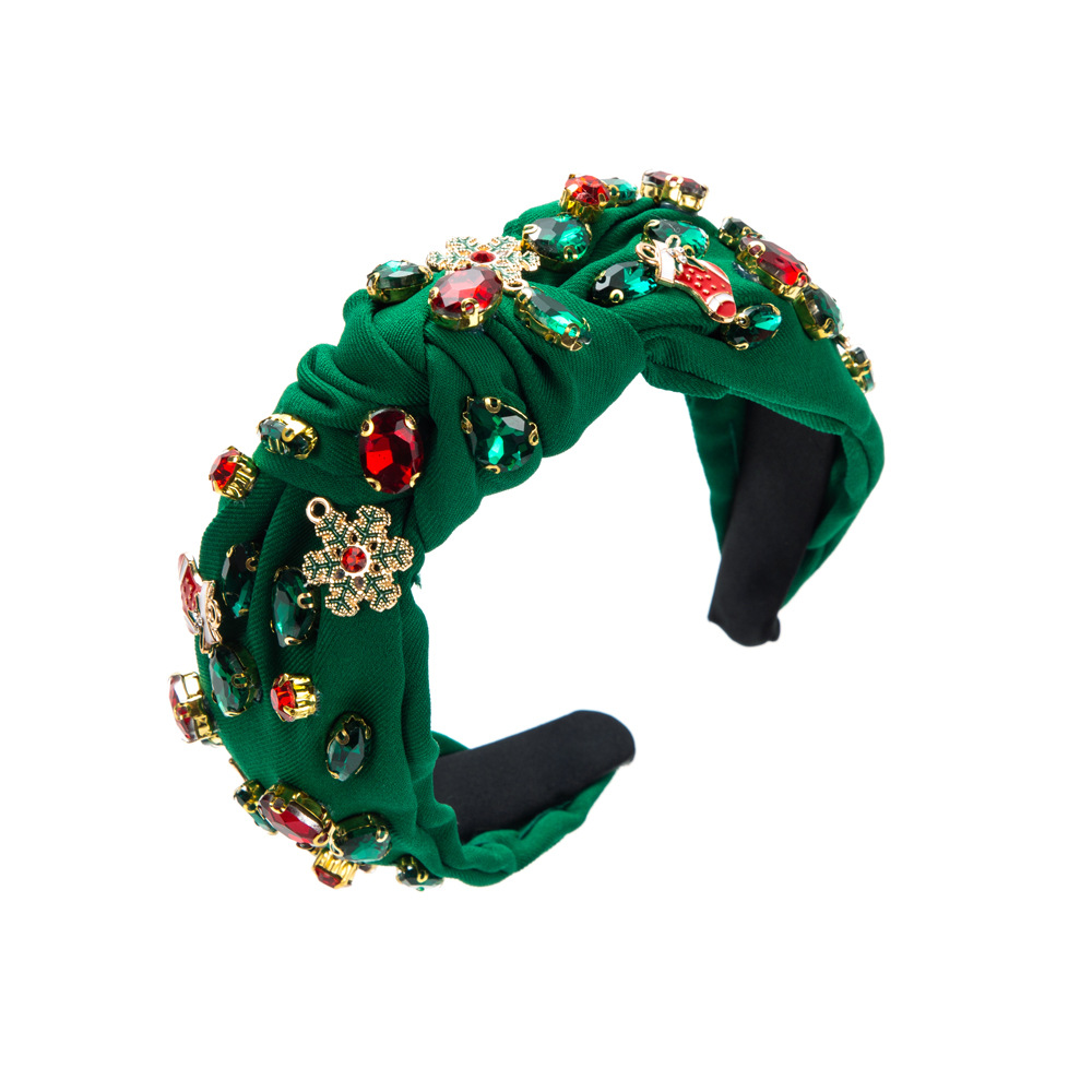 Cross-border best-selling Christmas headbands with knots in the middle, hand-stitched Christmas tree snowflake headbands, and Baroque headbands pic 26