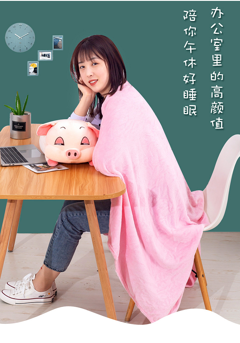 New cartoon animal throw pillow, two-in-one pig doll, air-conditioned blanket, birthday gift for the event, one-piece delivery pic 2