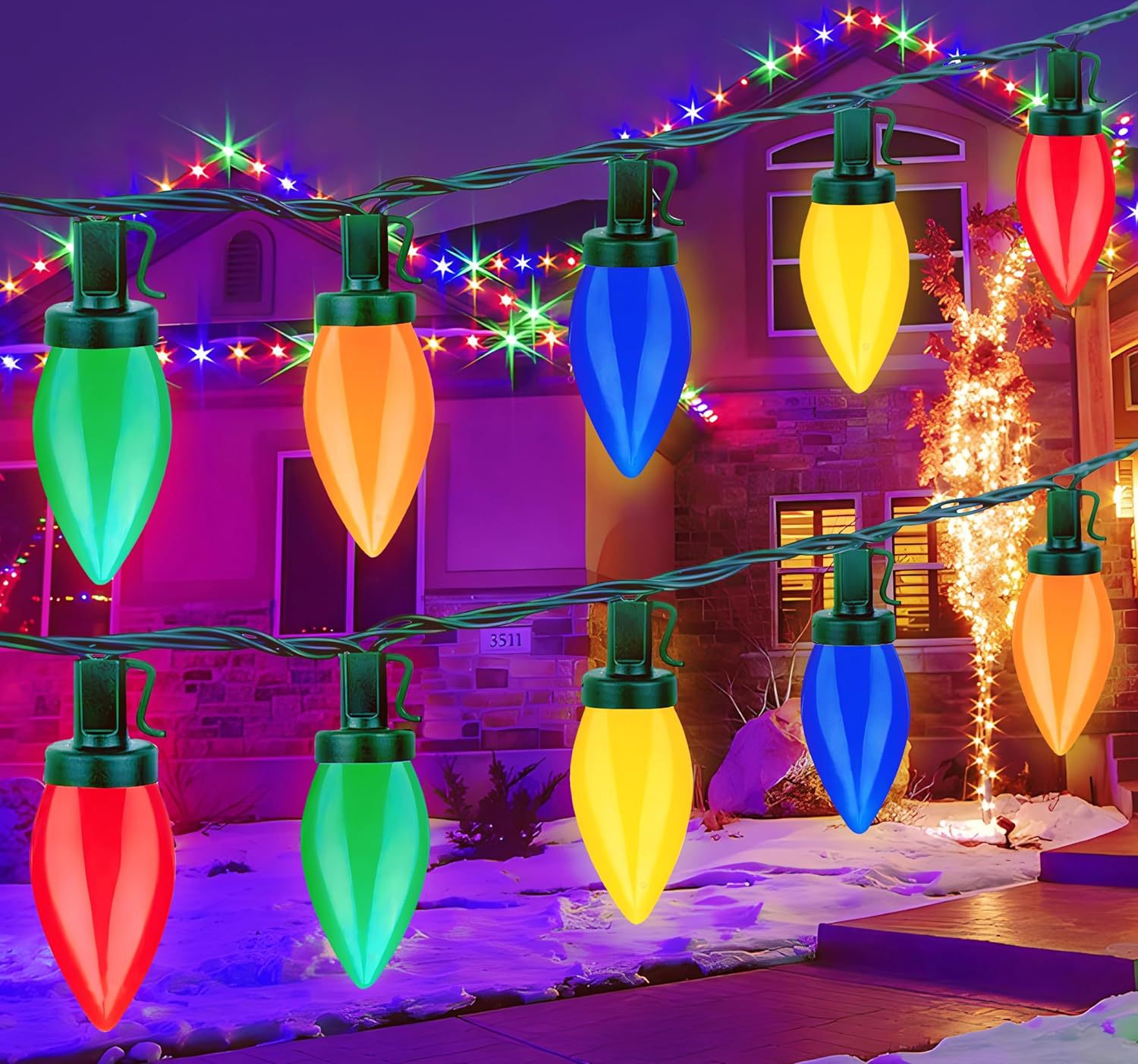 C9 Strawberry led color hook pointed light string with bright surface C6C7 Christmas chili decorative light string pic 17