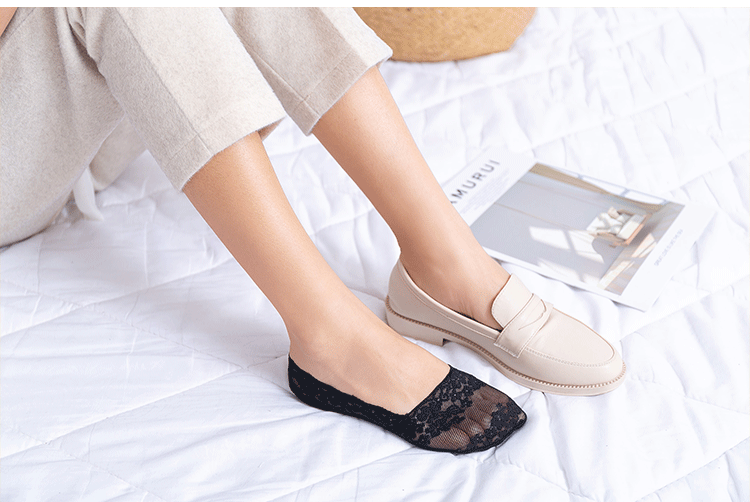 夏季防滑隐形袜 女士深口蕾丝船袜 韩版超薄隐形袜性感防滑女袜子详情9