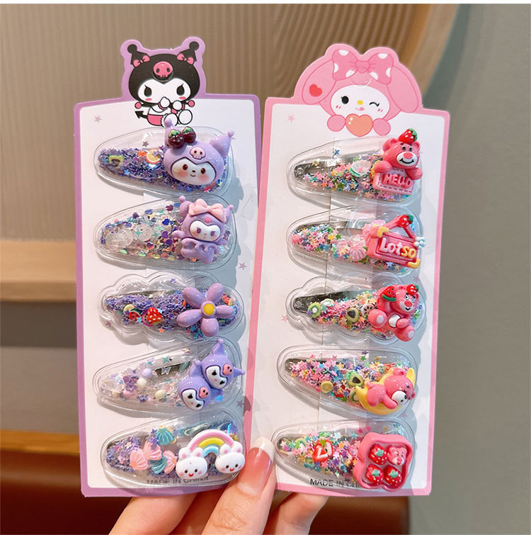 New children's flowing sand hair clips and hair accessories, girls' cartoon hair clips that won't damage bangs or break hair, girls' sweet little clips pic 28