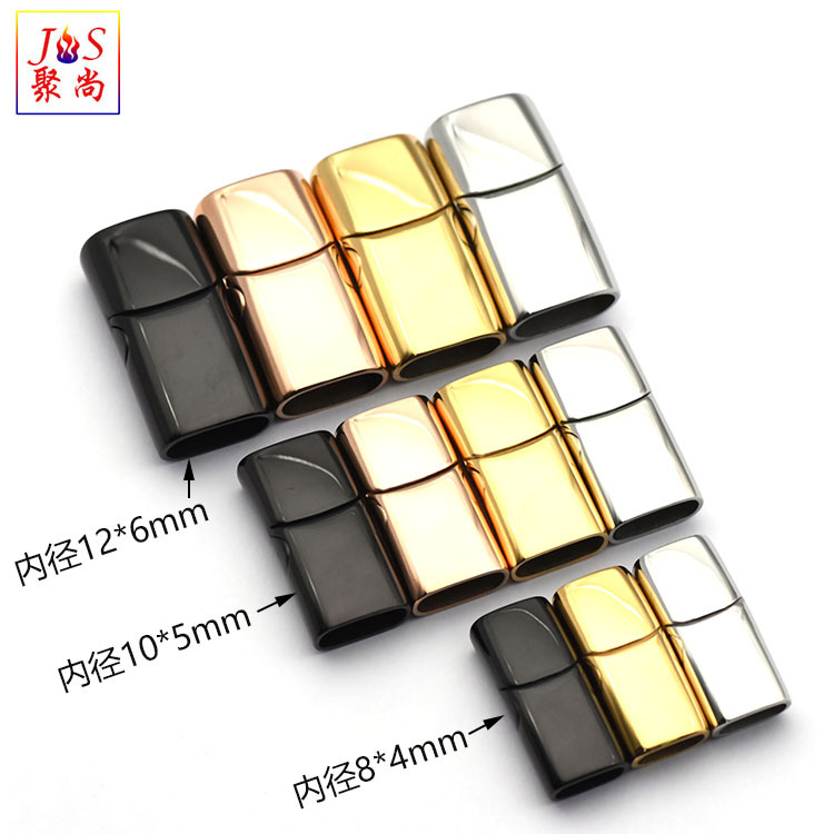 Stainless steel magnetic buckle wrist flat buckle head titanium steel bracelet switch woven leather rope chain suction titanium steel buckle diy pic 18