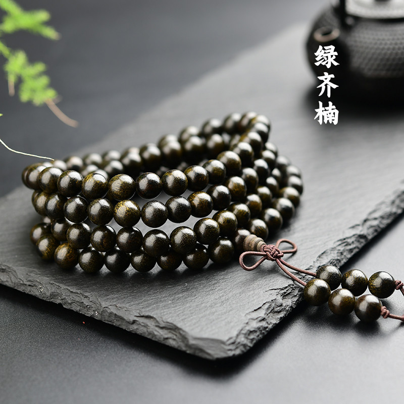 Wholesale of wooden cultural and recreational bracelets made of yellow rosewood, old mountain sandalwood, yellow rare sandalwood, agarwood, green sandalwood Buddhist prayer beads and prayer beads for women pic 23