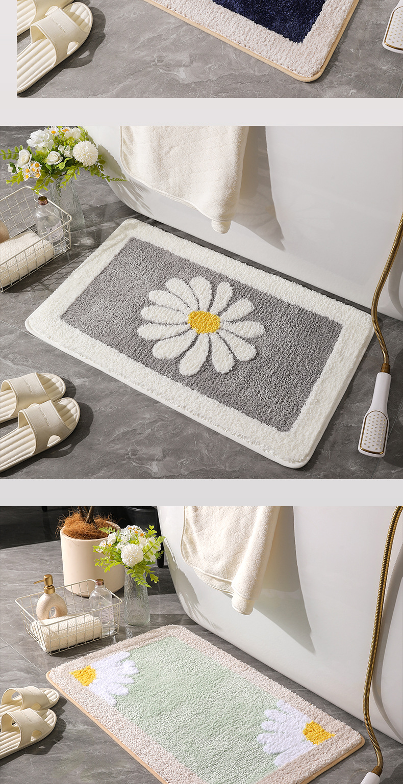 跨境加厚门垫客厅进门地毯卧室卫生间门口脚垫浴室花朵防滑垫子详情8