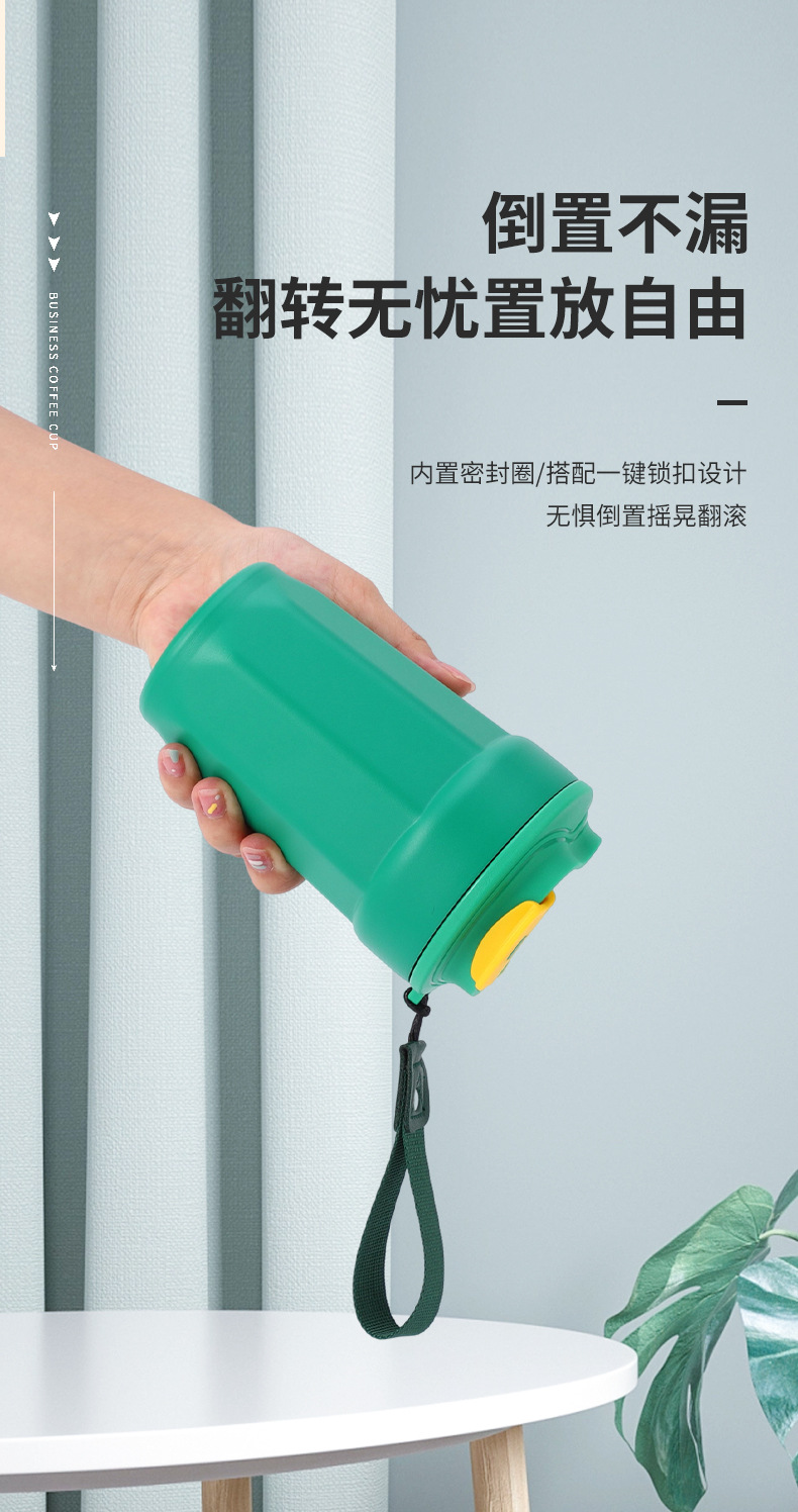 高颜值316不锈钢奇趣保温杯学生户外办公八角咖啡杯便携女提绳杯详情4