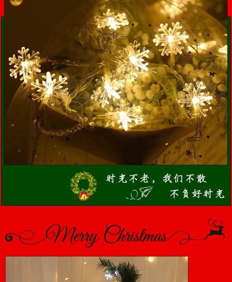 圣诞雪花灯串led小彩灯满天星节日布置圣诞节星星插电小雪花串灯详情8