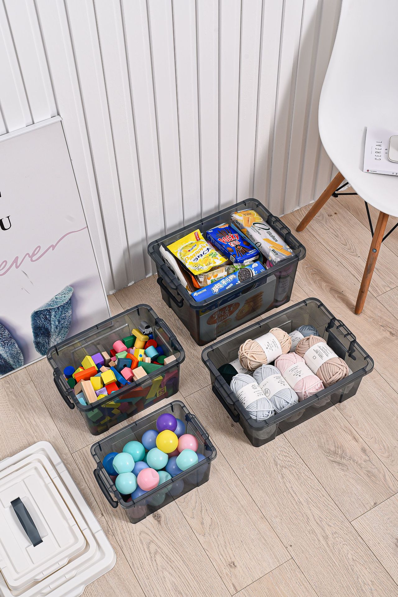 透明卧室杂物床底夹缝网状加固加厚沙发底死角手提玩具积木收纳箱详情3