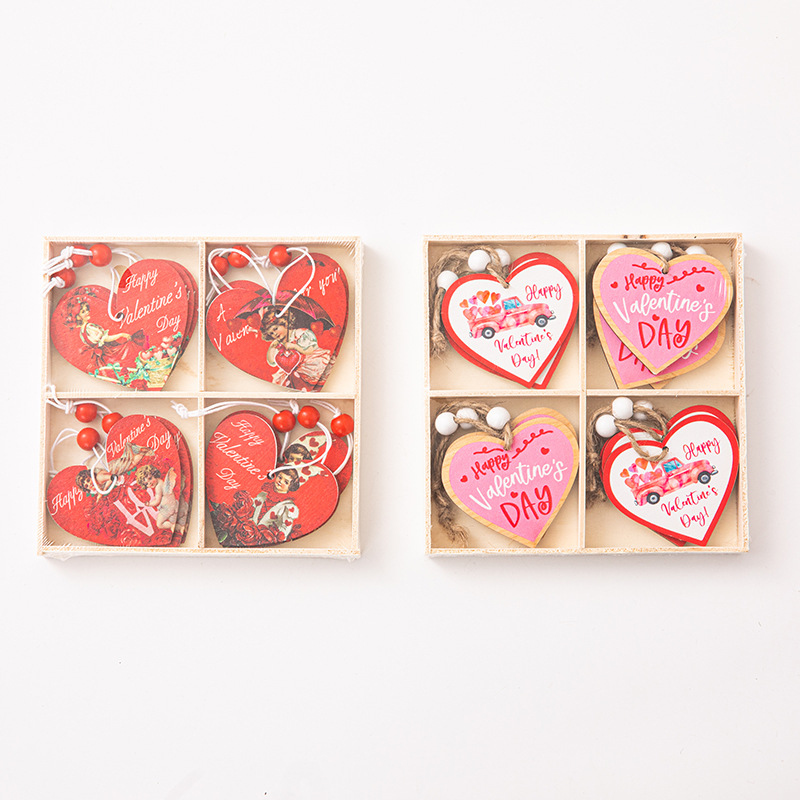 跨境新品情人节木质装饰品挂件 爱心情人节派对场景布置悬挂装饰详情4