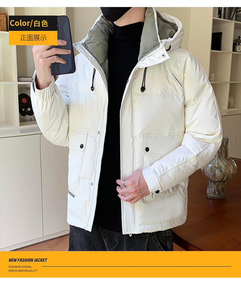 Abajo chaquetas hombre ropa de invierno nuevo cuello alto hermoso corto blanco pato abajo caliente joven tendencia tops hombre abrigos pic 14