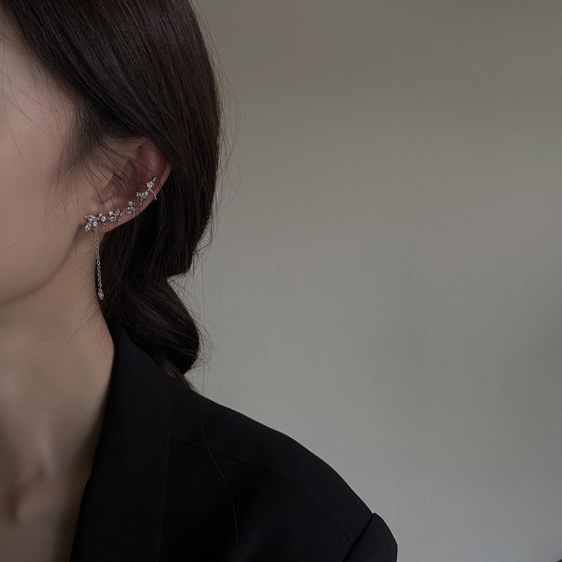 银色气质流苏耳骨夹无耳洞一体式耳钉耳夹小众设计高级潮耳环耳饰详情5