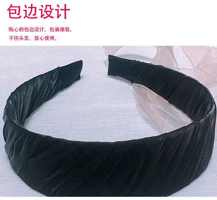 Summer Korean style wide-edge smooth plate twisted fabric hair band, pleated sweet hair accessory, hair band with style, Korean style versatile hair accessory wholesale pic 4