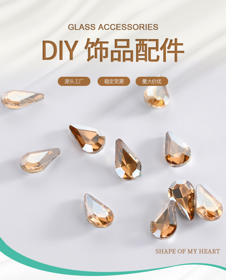 Factory direct sales of cross-border best-selling small water drop colored pointed-bottom resin diamond handmade diy jewelry accessory materials pic 1