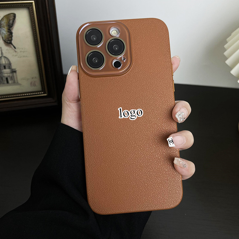 Crystal lens protection is suitable for Apple 15Promax phone case with lychee pattern, PC hard case, iPhone14 lens film scratch-resistant pic 25
