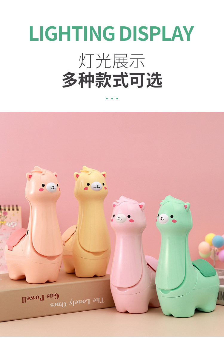 Cute alpaca desk lamp, small folding pen holder desk lamp, 2-in-1 USB rechargeable LED cartoon lighting lamp pic 13
