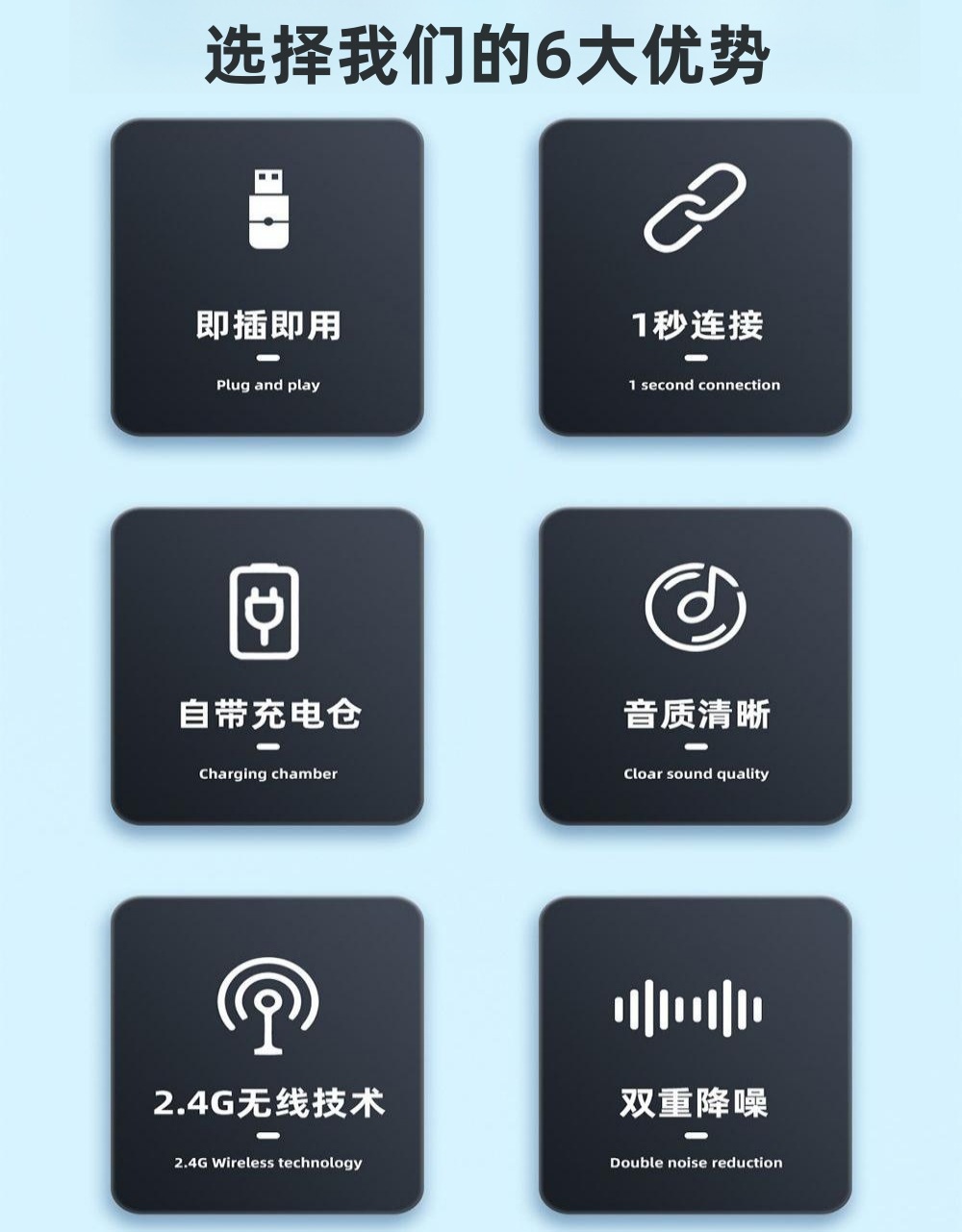 无线领夹麦克风K6跨境厂家一拖二数显充电仓无线直播麦降噪麦克风详情13
