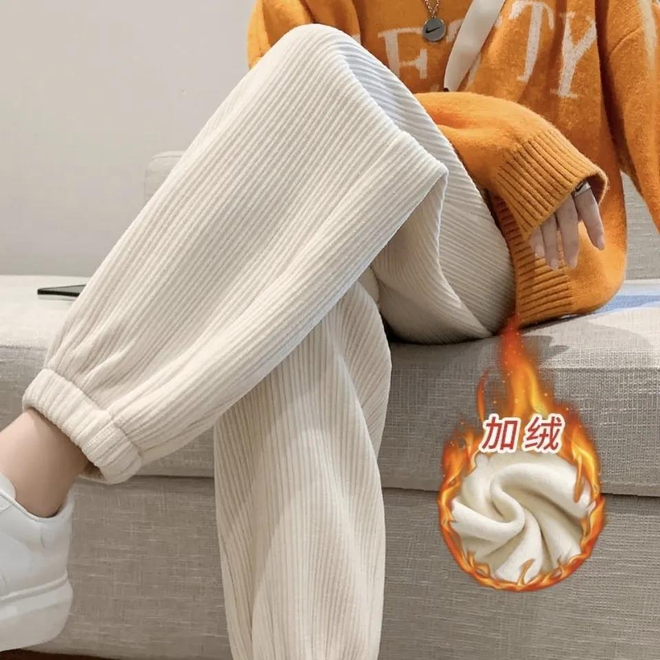 Pantalón de deporte mujer primavera verano slim pantalón de baño chenille bunch pie pantalones primavera otoño holgado recto pana cordura pantalones casuales pic 21