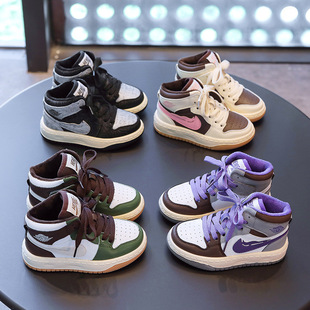 儿童AJ童鞋2022年秋冬款女童加绒高帮运动鞋二棉男童休闲板鞋潮牌详情7