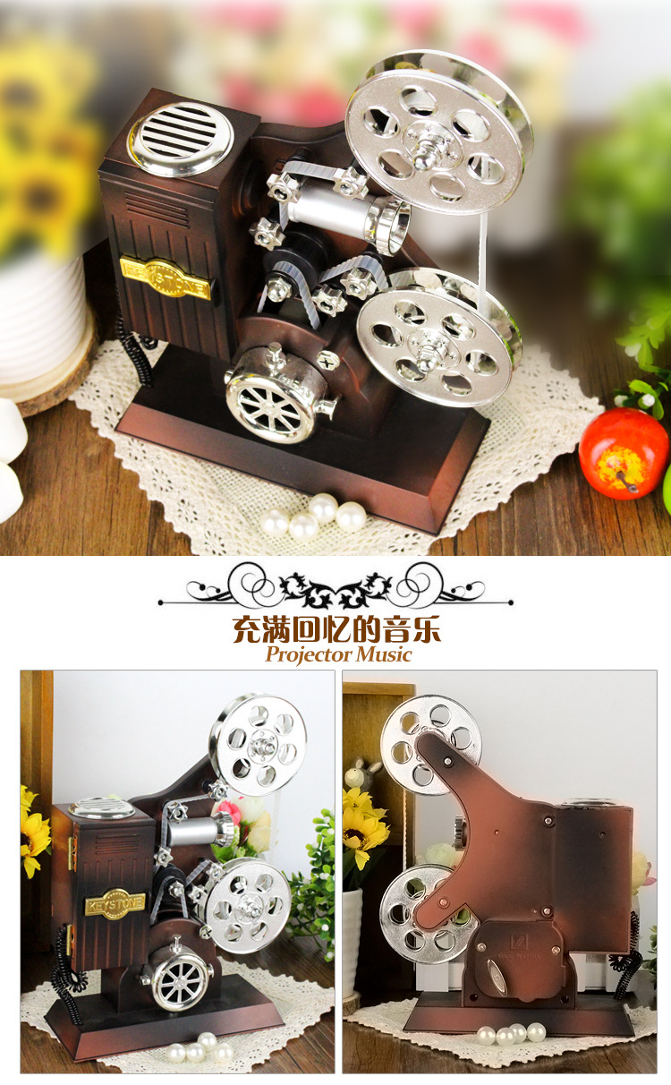 Retro japonés cine proyector caja de música rosa chica corazón regalo decoración del hogar cafetería posando al por mayor pic 4
