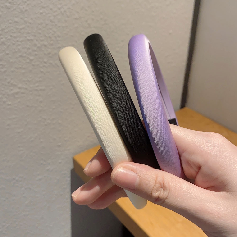 A light luxury and high-end satin fine-edge sponge hairband for women, a solid color high headband for the top of the head, a new trendy style in 2023 pic 22