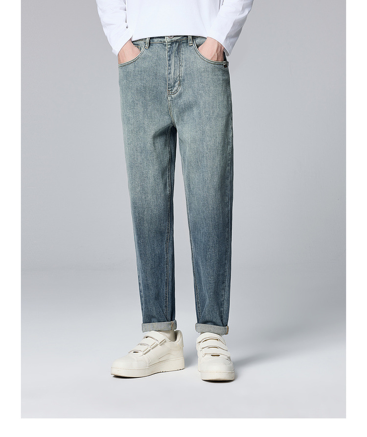Mermack 13-ampere cotton blended washed jeans for men 2024 autumn new mid-waisted tapered long pants 97246 pic 14