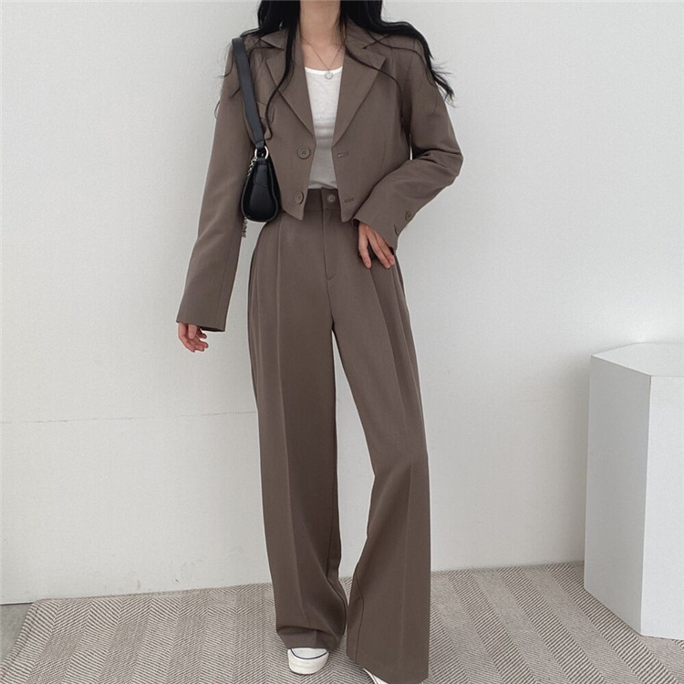 新品2022春夏秋季网红休闲英伦风小西套装女士短款韩版西服上衣详情5