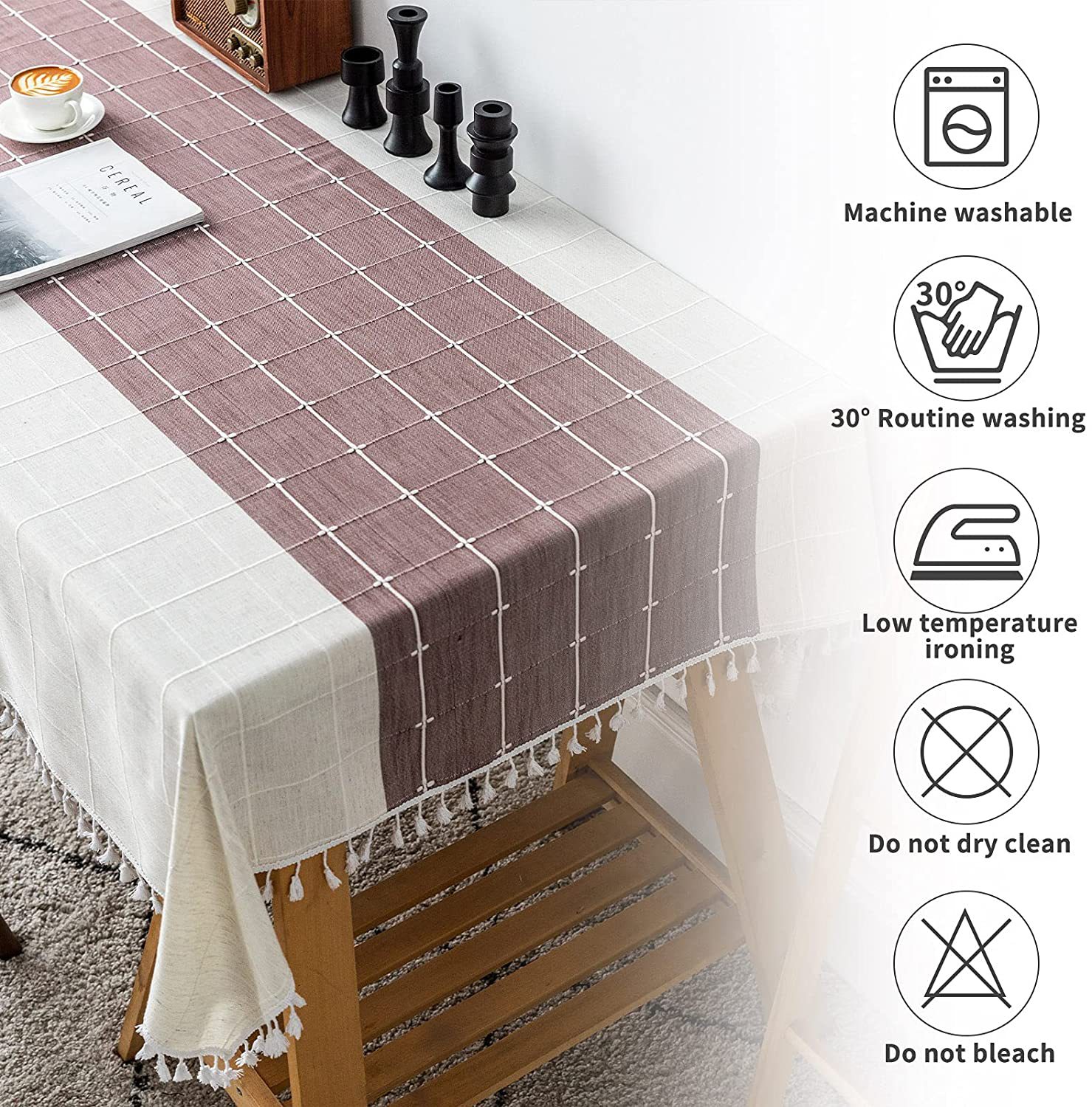 Cross-border northern European rectangular tablecloth, cotton, linen, linen decoration party, German, French, British coverings, wrinkle-free tablecloths pic 3
