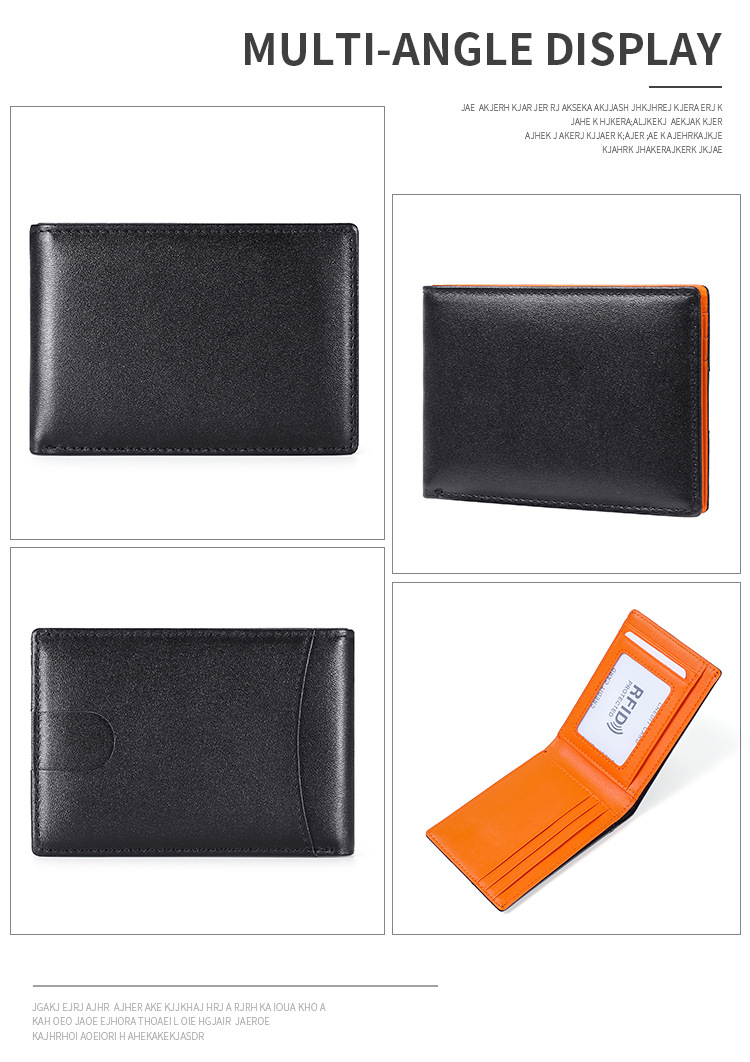 Transfronterizo nuevo estilo europeo y americano de moda para hombres billetera de cuero anti-rfid robo cepillo estilo corto clip de dinero estadounidense mano empuje posición de tarjeta clip de dinero pic 13
