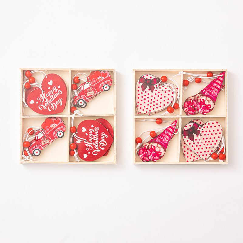 跨境新品情人节木质装饰品挂件 爱心情人节派对场景布置悬挂装饰详情2