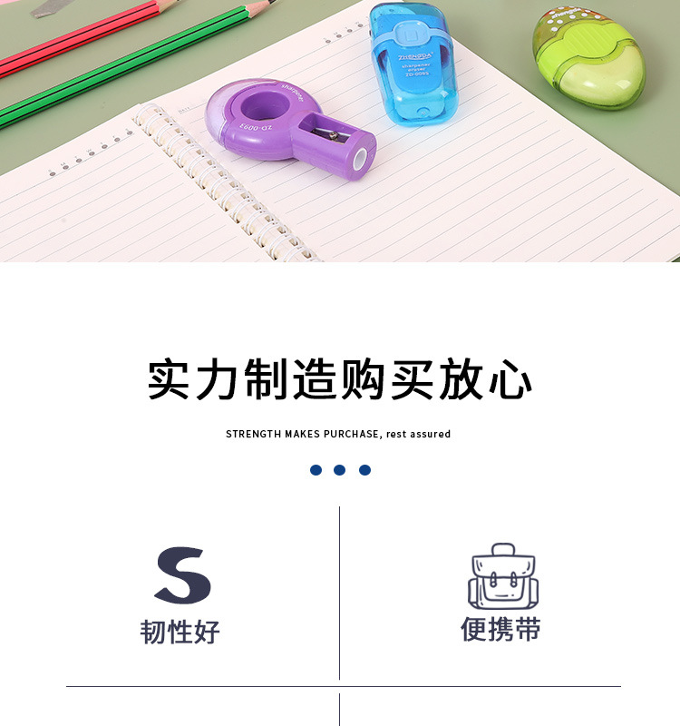 A creative student stationery product that combines a pencil sharpener and an eraser. It features a cute and colorful design with a double-ended clean and less flaky eraser pic 2