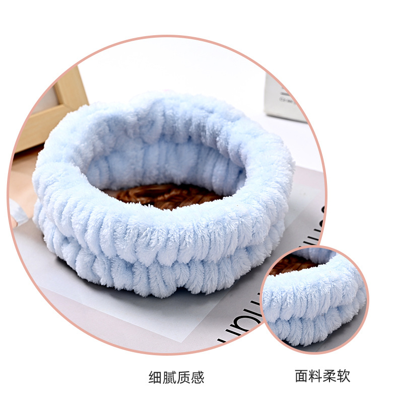 Bow face wash and hair band for girls wholesale solid color white matching makeup simple sweat-wiping wrist band flannel hair band pic 42