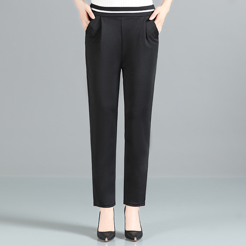 Summer eight-inch pants for middle-aged and elderly women, high-waisted loose spring wear, thin mom pants, casual pants, straight-leg pants for middle-aged women pic 4
