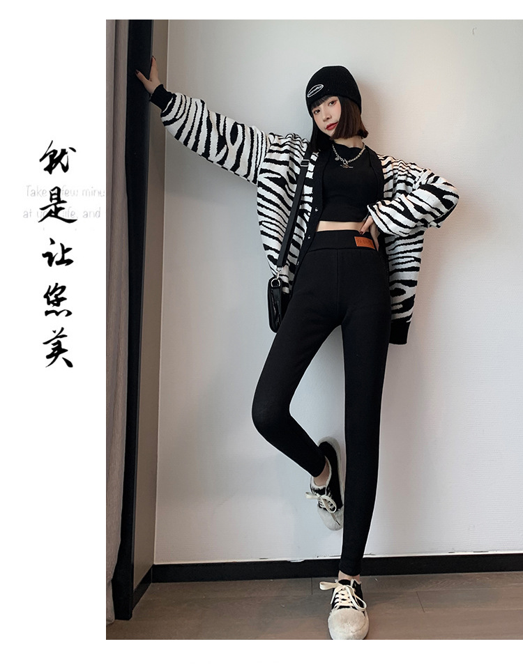 Extra-thick lambskin leggings for women in autumn and winter, with added fleece and thickened outerwear, high-waisted one-piece pants, large-sized warm cotton pants from Northeast China pic 14