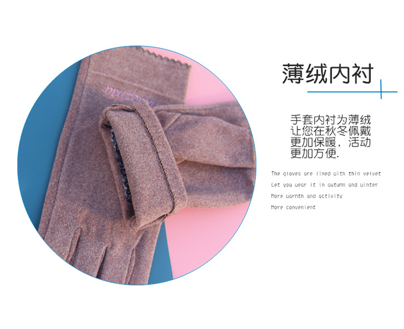 秋天手套女冬季开车骑车写字保暖短款韩版可爱触屏薄款露二指半指详情11