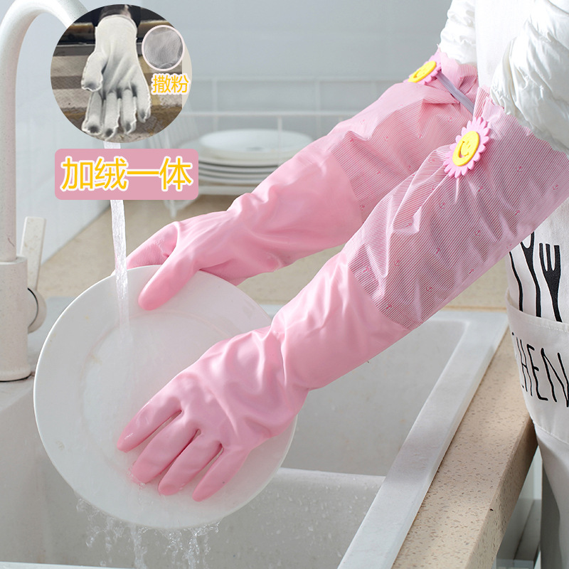 家务清洁厨房洗碗手套 可印刷图案洗衣服女防水塑胶胶皮橡胶手套详情7