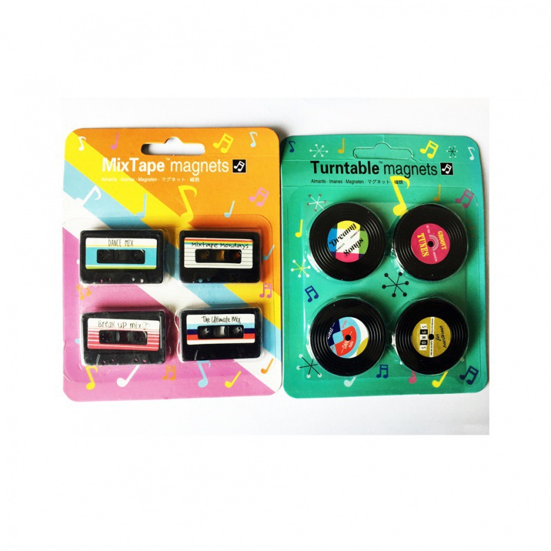Nostalgic cassette record magnet set, decorative magnetic stickers, fridge magnets pic 1