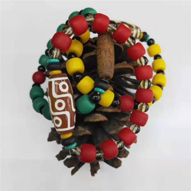 Guangshun Jewelry Cylindrical frosted Bracelet wholesale Tibetan-style three-nine-eye sky Pearl agate drum Bead bracelet Factory direct sales pic 11