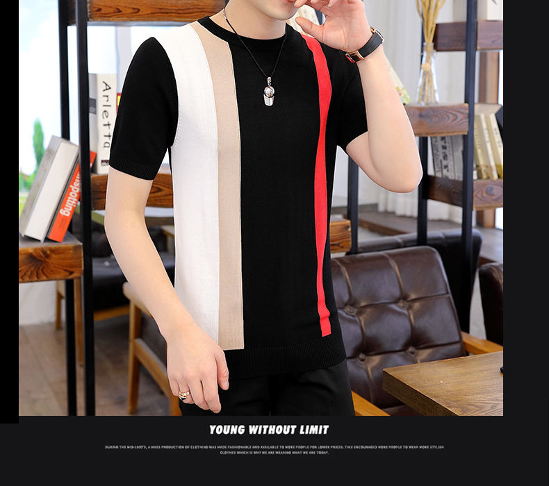 源头厂家2024夏季冰感透气时尚短袖T恤男新款青少年休闲百搭T恤男详情22