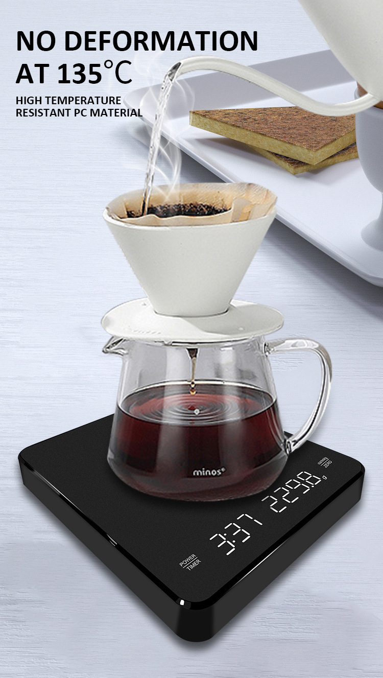 手冲咖啡电子秤自动计时3kg家用厨房秤台称新款LED隐屏充电咖啡称详情7