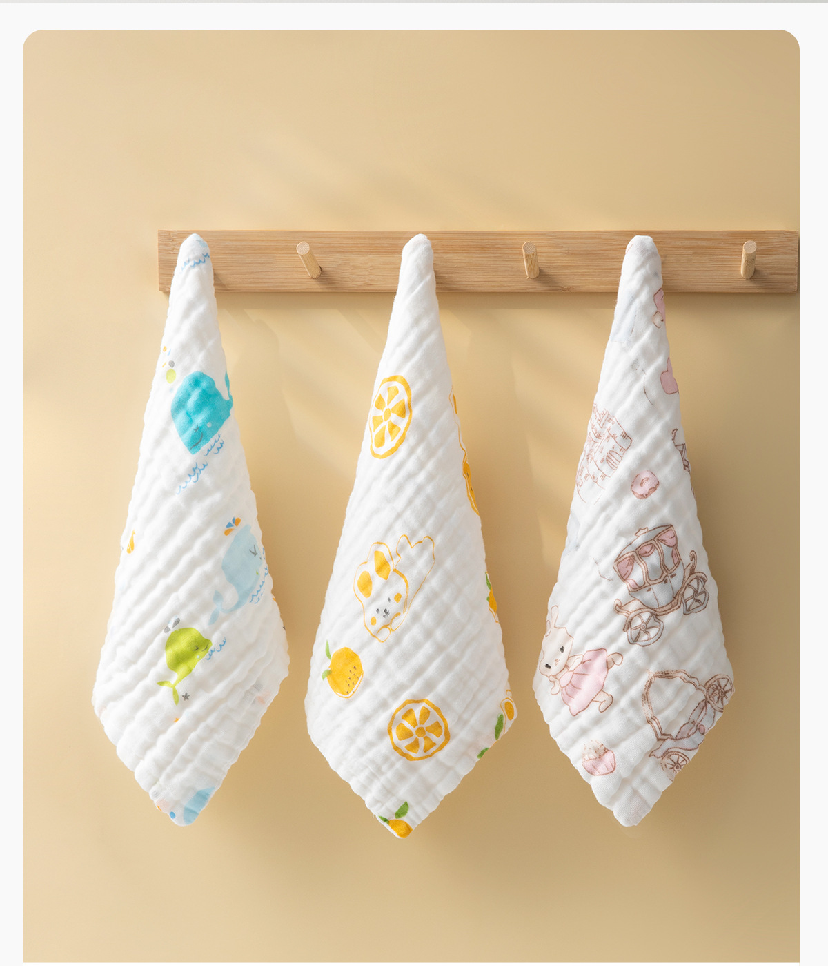 三利毛巾六层纯棉洗脸巾新生婴儿方巾4层纱布口水巾幼儿园小毛巾详情12