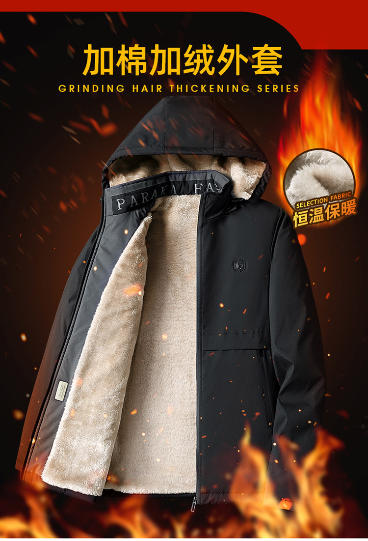 Winter cotton-padded clothes for men: thickened cotton-padded jackets with added fleece, warm sheepskin coat, and large-sized workwear cotton-padded jackets for middle-aged men pic 3