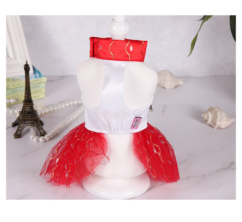 Pet dress, summer gold thread sequined dog dress, cute princess-style lace skirt, cat clothing pic 5