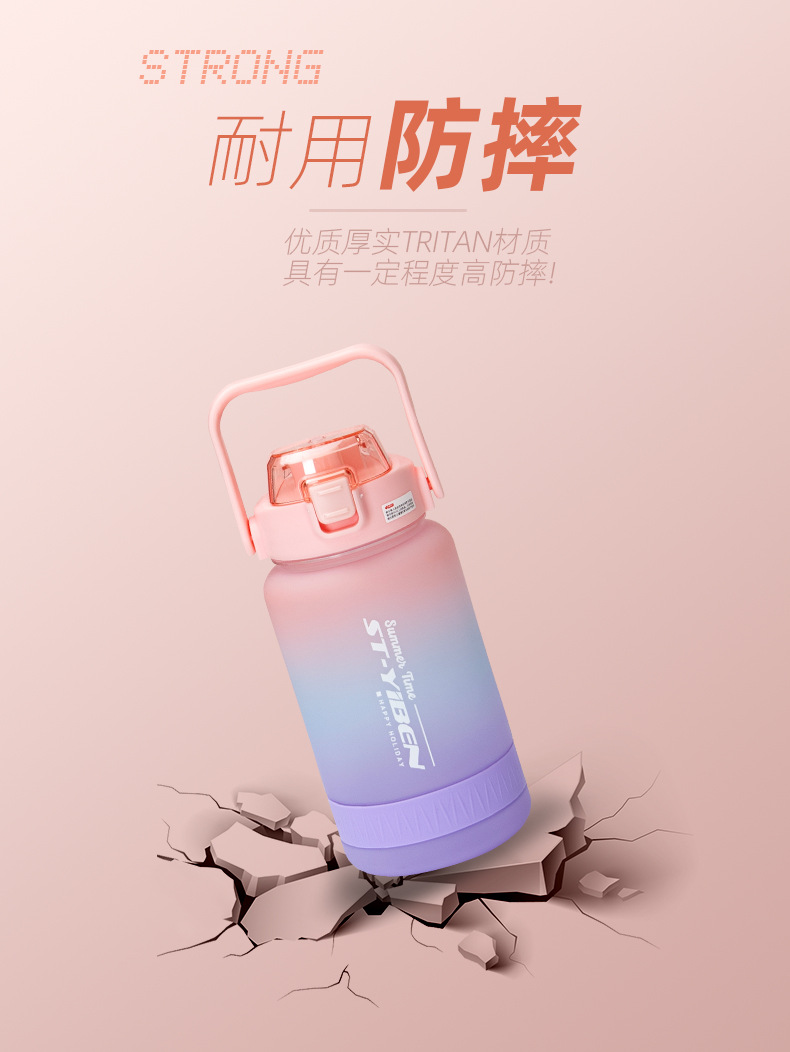 Yiben Chunxiang Space Cup, a creative double-mouthed, personalized gradient water cup, is a portable large-capacity plastic cup for outdoor sports pic 5